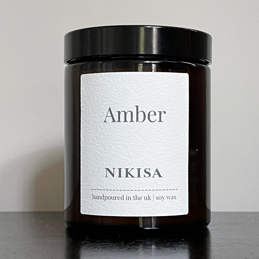 amber fragranced soy wax candle