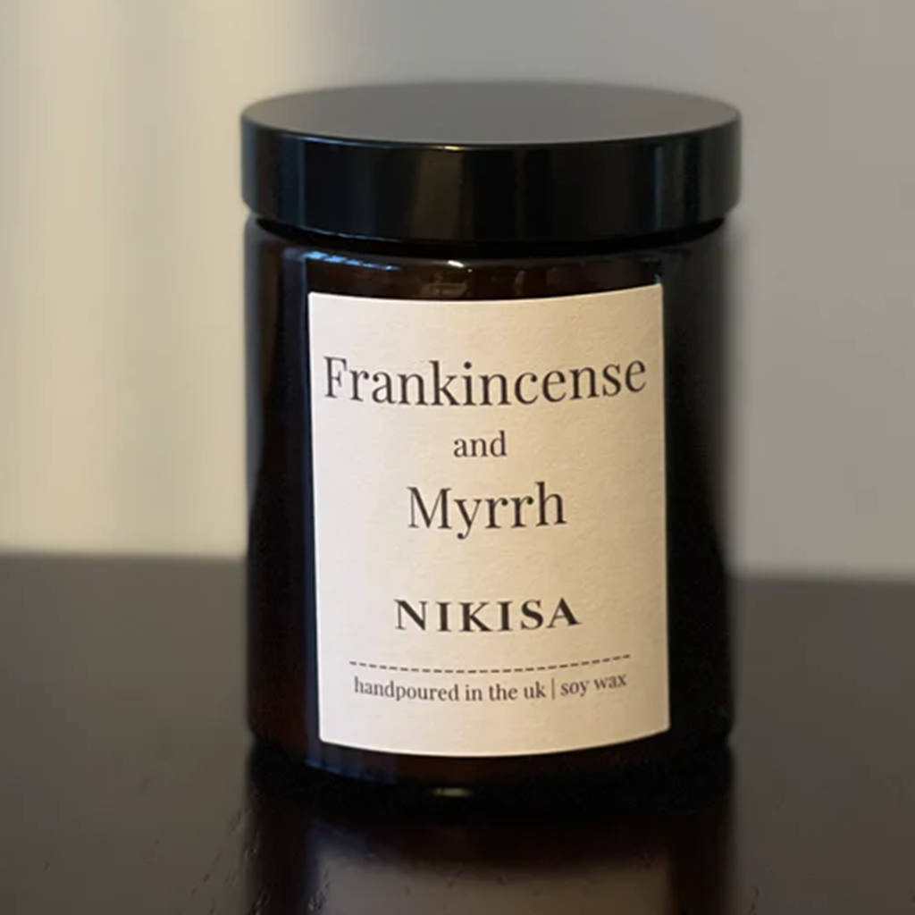Frankincense and myrrh soy wax candle